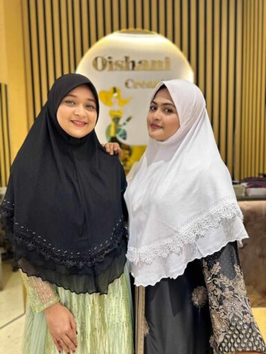 2 pc Premiun Black and White Hijab