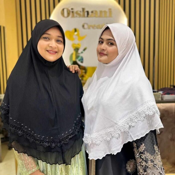 2 pc Premiun Black and White Hijab